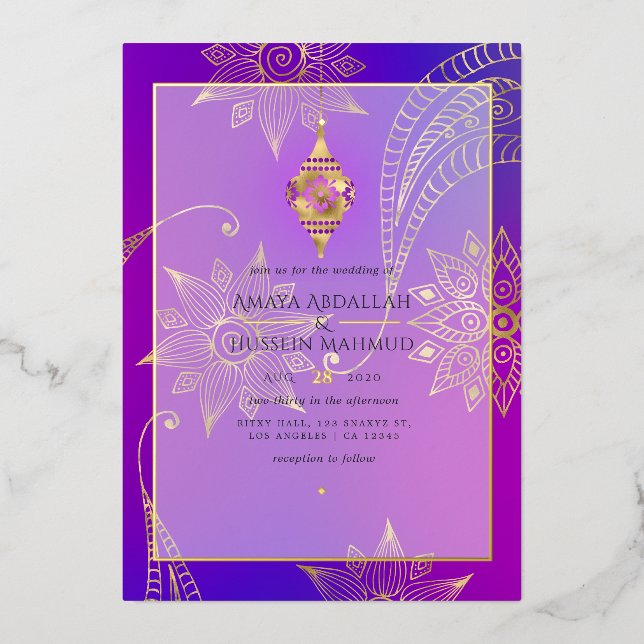 Purple and Gold Foil Arabian Wedding (Front)
