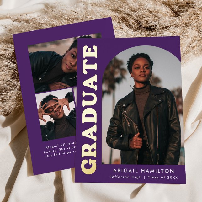 Purple and Gold Foil Arch Graduation Announcement (Creator Uploaded)