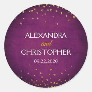 Purple and Gold Foil Confetti Envelope Seal