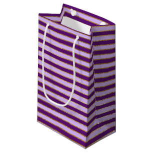 Purple and Gold Foil Stripes Birthday Party Small Gift Bag