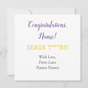 PURPLE AND GOLD Geaux Gift Card Tag