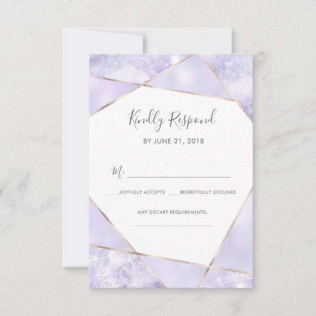 Purple and Gold Geometic RSVP cards (Front)