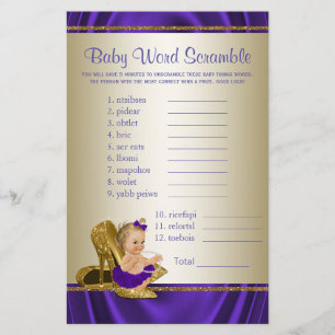 Purple and Gold Girl Baby Shower Games
