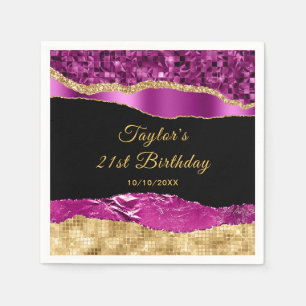 Purple and Gold Glam Tears Birthday Party Napkin