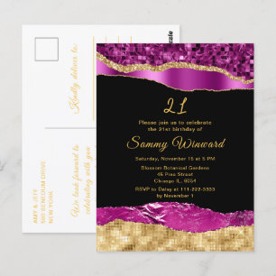 Purple and Gold Glam Tears Birthday Party Postcard