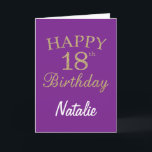 Purple and Gold Glitter 18th Birthday Card<br><div class="desc">Purple and Gold Glitter 18th Birthday Card with personalised name. For further customisation,  please click the "Customise it" button and use our design tool to modify this template.</div>