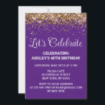 Purple and Gold Glitter 40th Birthday Party Forty Invitation<br><div class="desc">Fortieth Editable template Glam Invite,  Let's celebrate digital Any Age,  Instant download 41st 42nd 43rd,  44th 45th 46th 47th 48th,  49th Custom Modern Chic Calligraphy,  40 first second third fourth,  fifth sixth seventh eighth ninth,  Personalised Elegant trendy for her,  Golden Adult script simple celebration,  stylish personalised wife best friend</div>