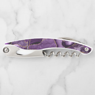Purple and gold glitter agate corkscrew