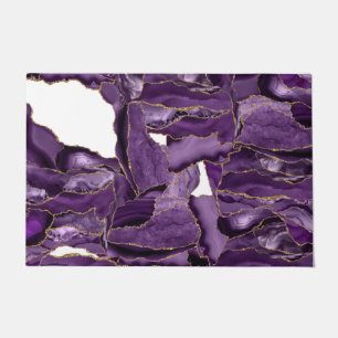 Purple and gold glitter agate doormat