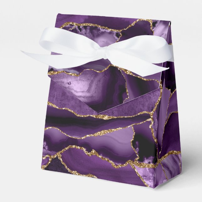 Purple and gold glitter agate favour box (Front Side)
