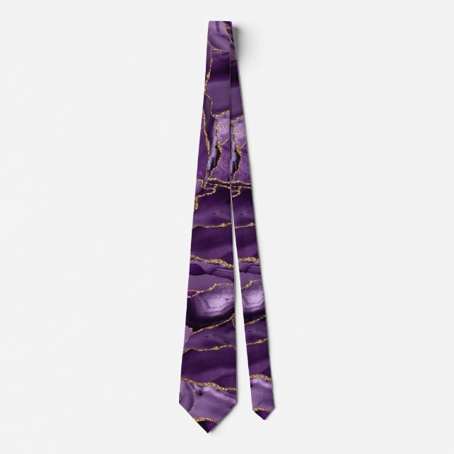 Purple and gold glitter agate tie (Front)
