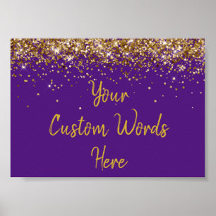 Purple and Gold Glitter Birthday Party Anniversary Poster