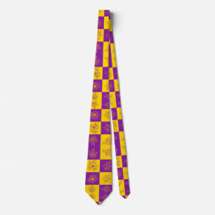 Purple and Gold Glitter Flowers Pattern Tie