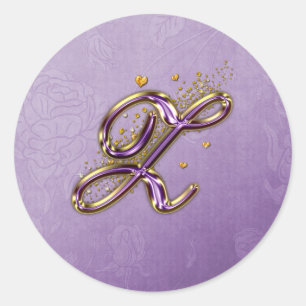 Purple and Gold Glitter Monogram Z Sticker