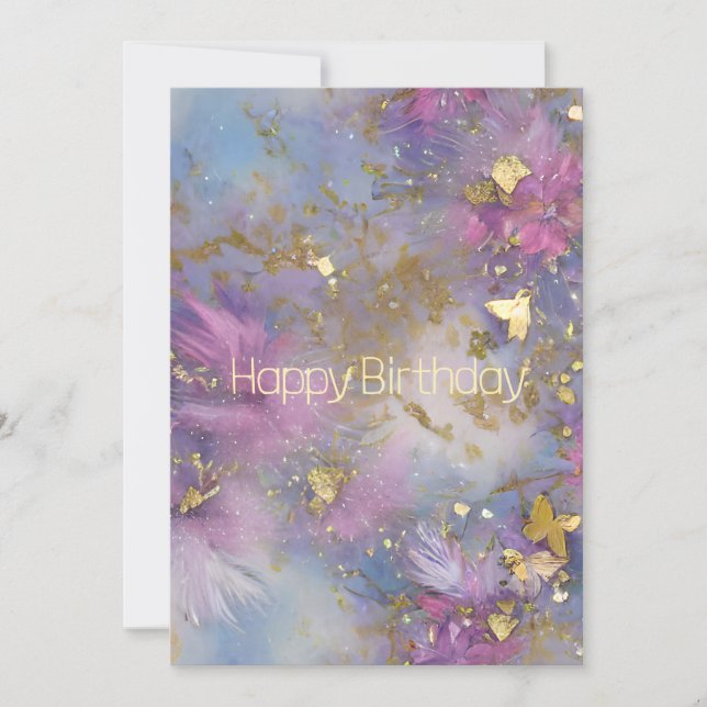 Purple and Gold Glitter Storm Fantasy Holiday Card (Front)