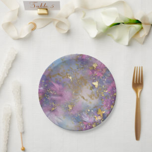 Purple and Gold Glitter Storm Fantasy Paper Plate