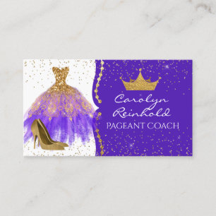 Purple and Gold Glittery Pageant Coach Business Card