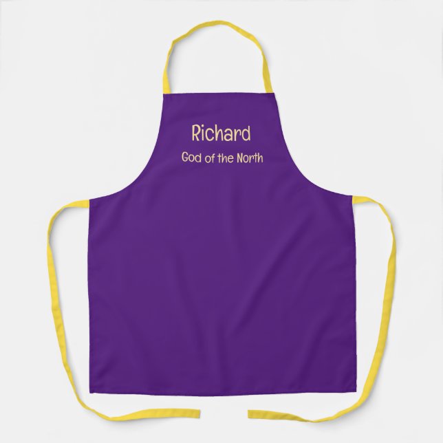 Purple and Gold God of the North Custom Apron (Front)