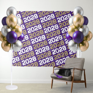 Purple and Gold Graduation Backdrop Tapestry