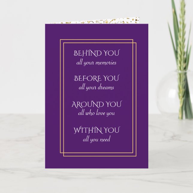 Purple and Gold Graduation Inspiration Card (Front)