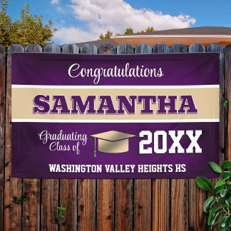Purple and Gold Graduation Party Banner