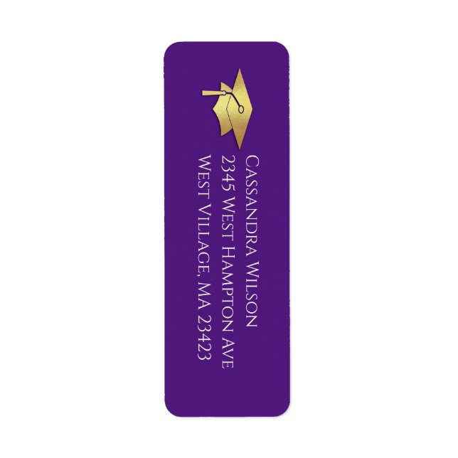 Purple and Gold Graduation Return Address (Front)
