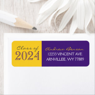 Purple and Gold Graduation Return Address Labels