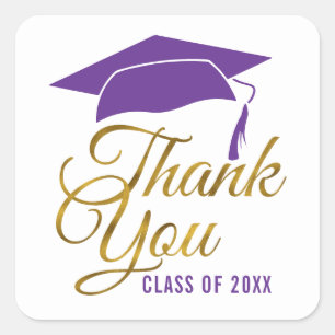 Purple And Gold Graduation Thank You Class Of 2025 Square Sticker
