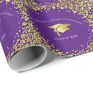 Purple and Gold Graduation Wrapping Paper