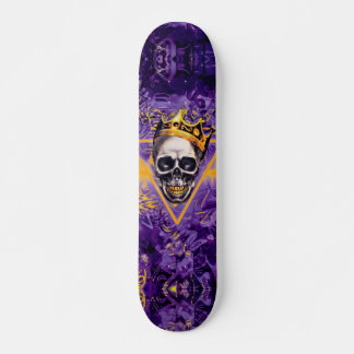 Purple and Gold Graffiti Skull King Skateboard