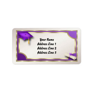 Purple and Gold Grauation Address Labels