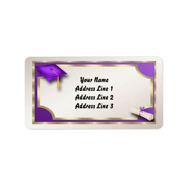 Purple and Gold Grauation Address Labels (Front)