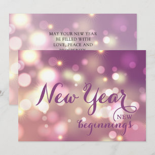 Purple and Gold Happy New Year Greeting Holiday Card