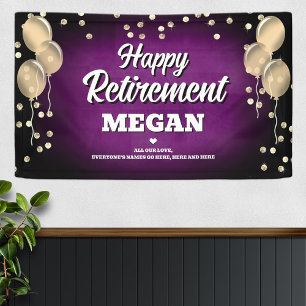 Purple and Gold Happy Retirement Banner