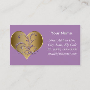 Purple And Gold Heart Business Card