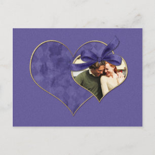 Purple and Gold Hearts Photo Save The Date Announcement Postcard