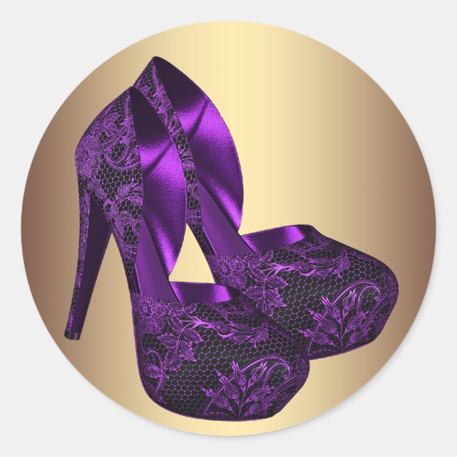 Purple and Gold High Heel Shoe Stickers (Front)