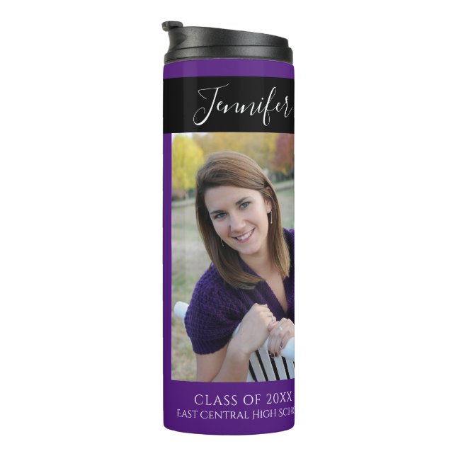 Purple and Gold High School Senior Thermal Tumbler (Rotated Right)