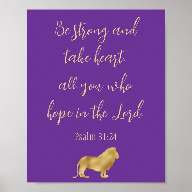 Purple and Gold Hope in the Lord Lion Poster (Front)