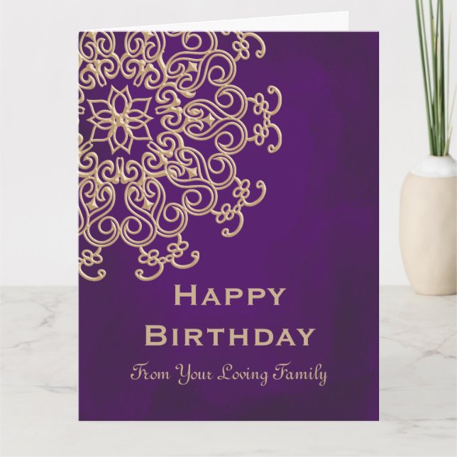 PURPLE AND GOLD INDIAN STYLE BIRTHDAY CARD (Front)