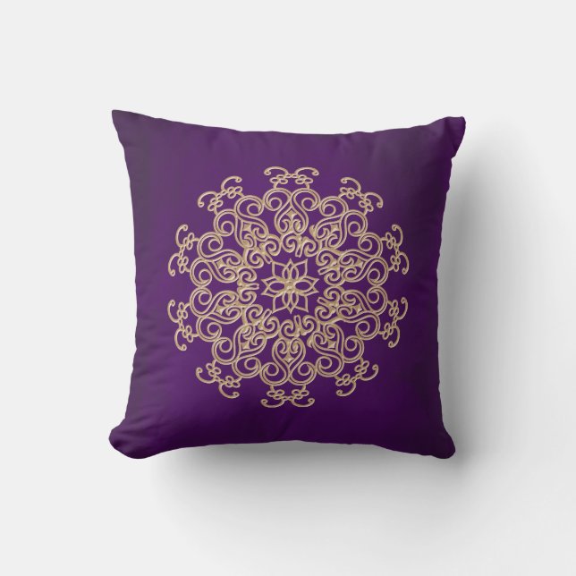 PURPLE and Gold Indian Style Cushion (Front)