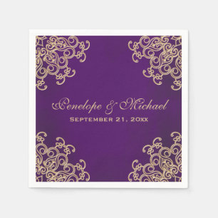 Purple and Gold Indian Style Wedding Napkin
