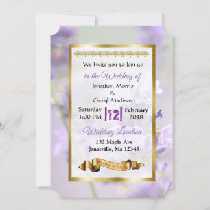 Purple and Gold Lavender Wedding Invitations