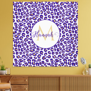 Purple and Gold Leopard Pattern Canvas Print