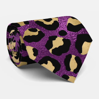 Purple and Gold Leopard Print Tie