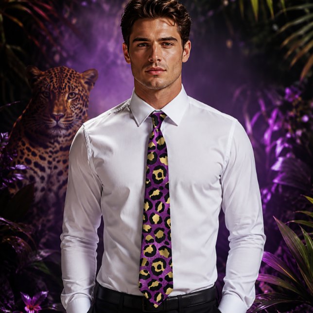Purple and Gold Leopard Print Tie (Creator Uploaded)