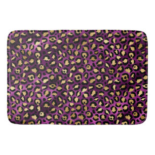 Purple and Gold Leopard Series Design 1 Bath Mat