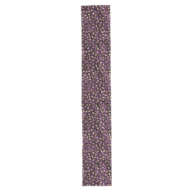 Purple and Gold Leopard Series Design 1 Long Table Runner (Front)