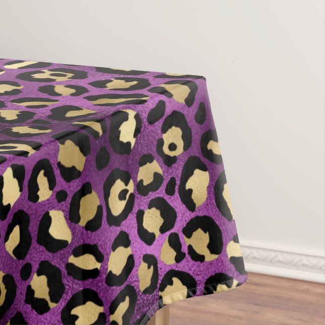 Purple and Gold Leopard Series Design 1 Tablecloth (In Situ)