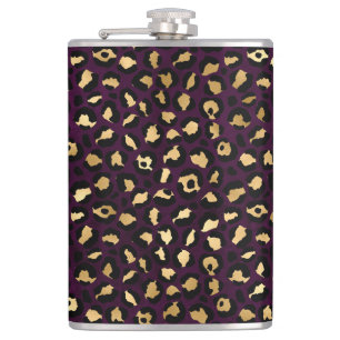 Purple and Gold Leopard Series Design 2 Hip Flask